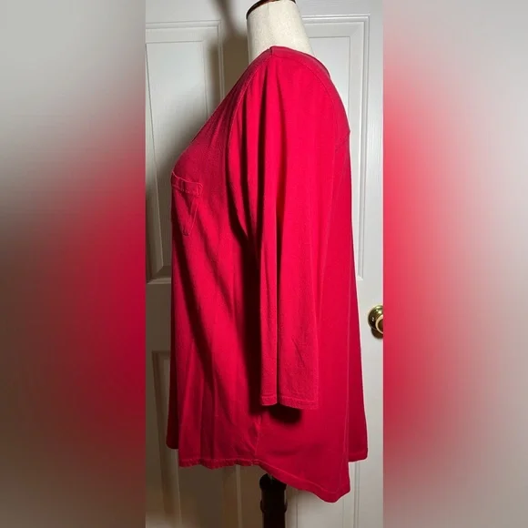 Lane Bryant Women’s Vibrant Red Three Quarter Inch Sleeve Tee - Picture 4 of 9